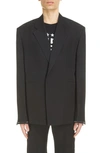 Givenchy Logo Tape Oversize Virgin Wool Jacket In Black