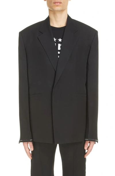Givenchy Logo Tape Oversize Virgin Wool Jacket In Black
