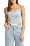 By.dyln Montanna Nonstretch Denim Corset Top In Light Blue