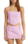 By.dyln Montanna Nonstretch Denim Corset Top In Pink