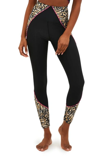 Beach Riot Maxine Ribbed Colorblock Leggings In Amour Leopard