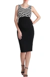 Kimi And Kai Margot Maternity Body-con Dress In Black/ White