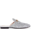 GUCCI PRINCETOWN HORSEBIT-DETAILED GLITTERED LEATHER SLIPPERS