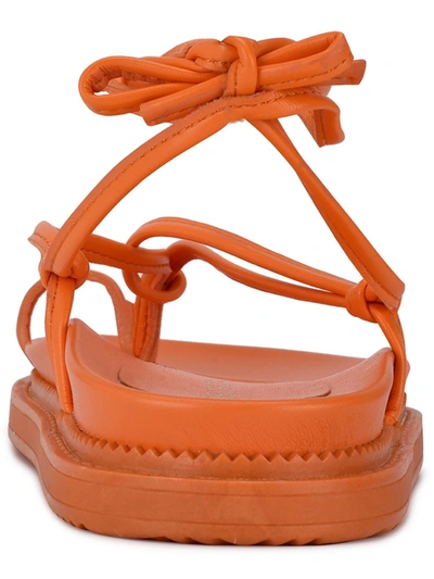 Nine West Sarest 3 Womens Ankle Tie Arch Support Thong Sandals In Orange