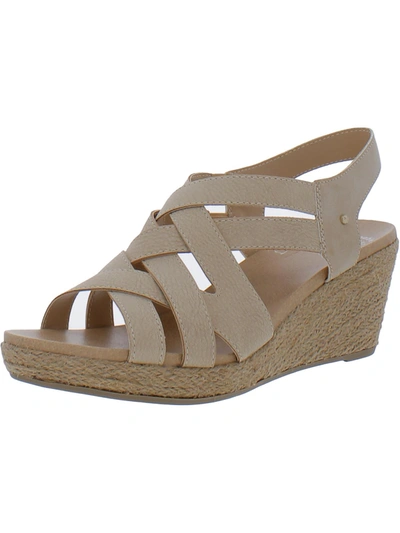 Dr. Scholl's Shoes Everlasting Womens Open Toe Ankle Strap Wedge Sandals In Beige