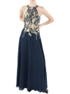 BETSY & ADAM PETITES WOMENS EMBROIDERED LONG EVENING DRESS