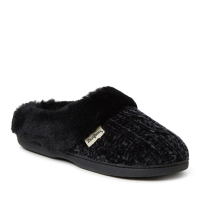 Dearfoams Womens Claire Cable Knit Chenille Clog Slipper In Black