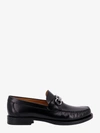 Ferragamo Leather Loafers With Round Toe And Sole In Black