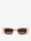 Alexander Mcqueen Spike Studs Rectangular Sunglasses In White