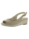 Lifestride Socialite Womens Canvas Peep-toe Slingback Sandals In Beige
