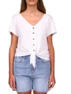 SANCTUARY WOMENS SIDE TIE COTTON BLOUSE