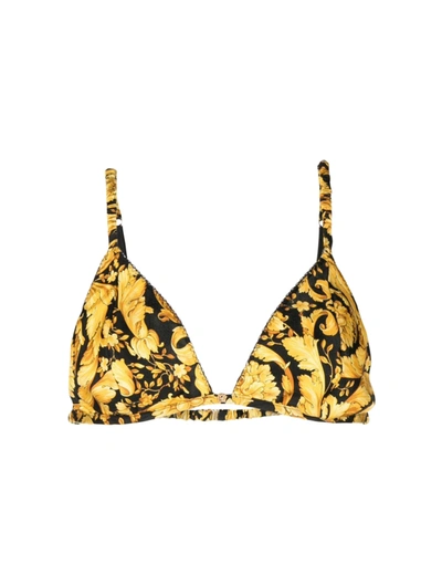 Versace Barocco-print Silk Bralette In Black