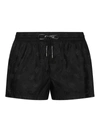 Dolce & Gabbana Short Jacquard Swim Trunks With Dg Monogram In Black