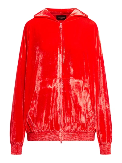 Balenciaga Zip-up Hoodie In Red