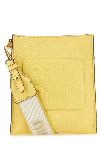 Miu Miu Woman Yellow Leather Crossbody Bag