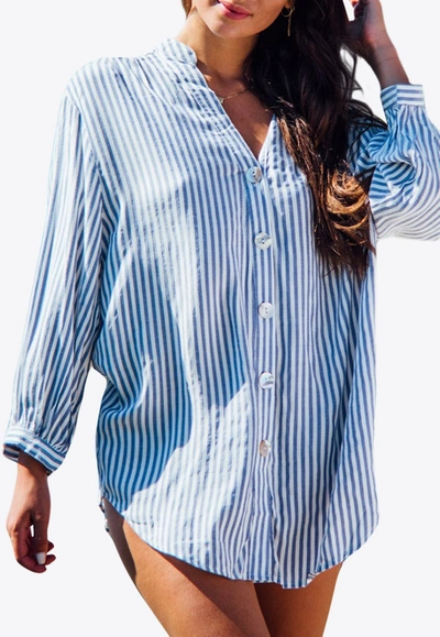 Les Canebiers Brouis Oversized Stripe Shirt In Navy