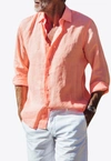 Les Canebiers Divin Button-up Shirt In Linen In Orange