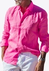 Les Canebiers Divin Button-up Shirt In Linen In Pink