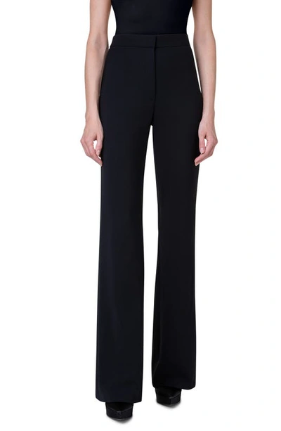 Akris Punto Courtney Wool Crepe Bootcut Pants In Black