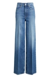 Paige Anessa High Waist Raw Hem Wide Leg Ankle Jeans In Stefania Distressed