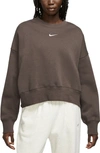 Nike Phoenix Fleece Crewneck Sweatshirt In Brown