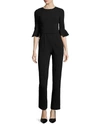 Black Halo Brooklyn Bell-sleeve Cropped Jumpsuit In Black