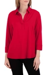 Foxcroft Sophia Jersey Popover Shirt In Red