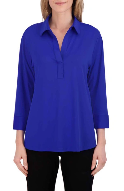 Foxcroft Sophia Jersey Popover Shirt In Royal Blue