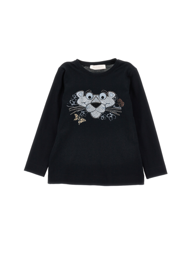 Monnalisa Kids'   Pink Panther Long-sleeved T-shirt In Black