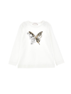 Monnalisa Jersey T-shirt With Maxi Butterfly In Cream