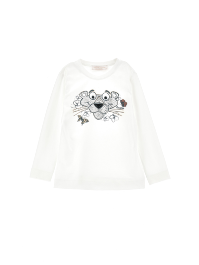 Monnalisa Kids'   Pink Panther Long-sleeved T-shirt In Cream