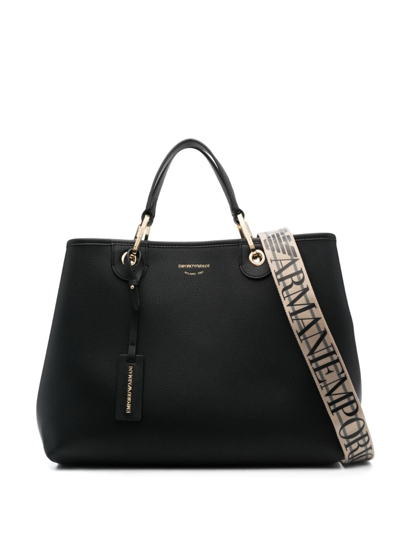 Emporio Armani Debossed-logo Tote Bag In Black