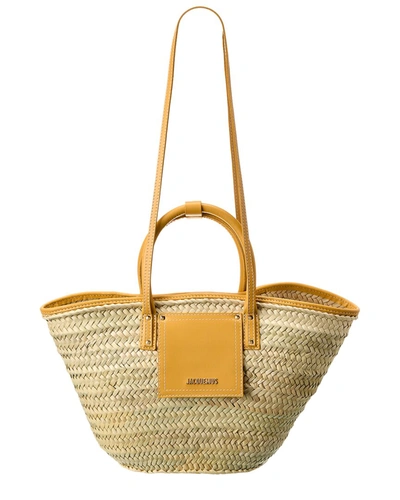 Jacquemus Women's Le Panier Soli Straw Beach Bag In Beige