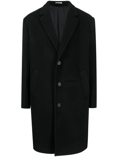 Alexander Mcqueen Single-breasted Wool Coat In Negro