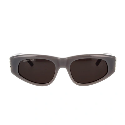 Balenciaga Bb0095s 015 Oval Sunglasses In Grey