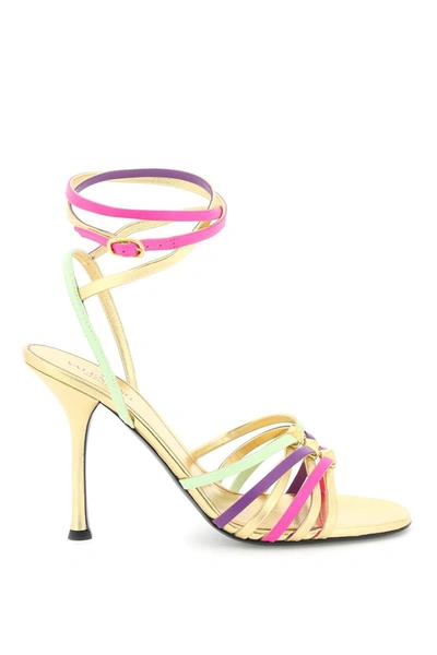 Valentino Garavani Rockstud Strappy Multi Ankle-wrap Sandals In Multicolor