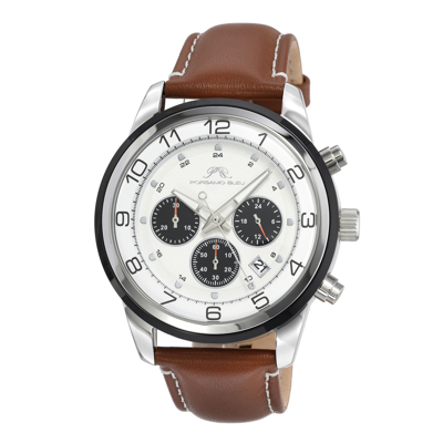 Porsamo Bleu Arthur Chronograph Quartz White Dial Mens Watch 1091farl In Brown / White