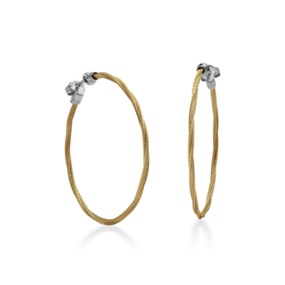 Alor Yellow Cable 1.5? Hoop Earrings With 18kt White Gold