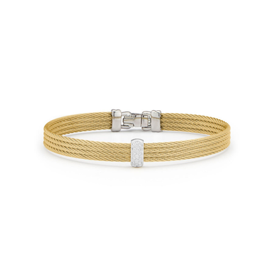 Alor Yellow Cable Barred Bracelet With 18kt White & Diamonds