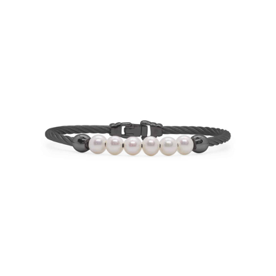 Alor Black Cable Bracelet With Freshwater Pearls