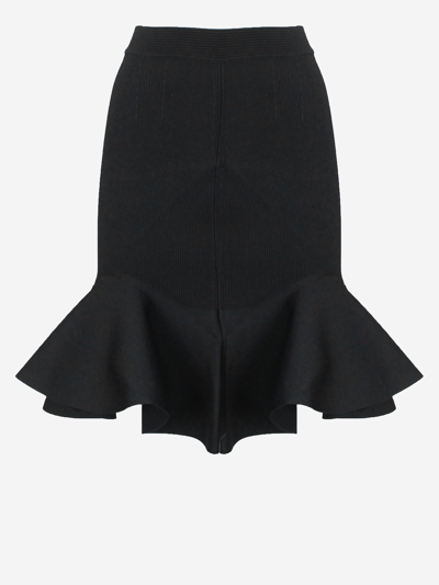 Alexander Mcqueen High-waisted Midi Skirt In Black