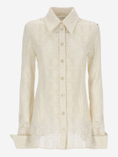 Sportmax Sava Floral Lace Fitted Shirt In Beige