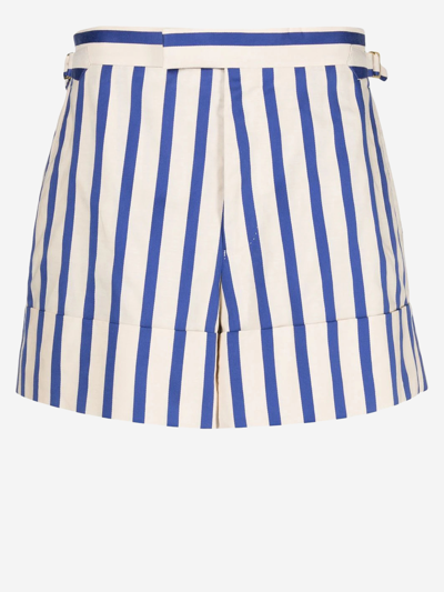 Vivienne Westwood Bertram Striped Cotton Twill Mini Shorts In Blue