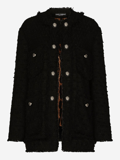 Dolce & Gabbana Single-breasted Rush-stitch Jacket In Black