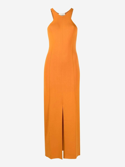 Nanushka Elia High-neck Bodycon Midi Dress In Orange