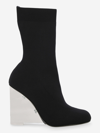 Alexander Mcqueen Black Stretch Nylon Shard Ankle Boots In Black