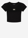 Dolce & Gabbana Logo Patch Cotton T-shirt In Black