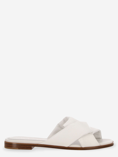 Ferragamo Alrai Twisted Lambskin Flat Sandals In White