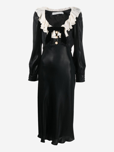 Alessandra Rich Black And White Silk Blend Dress