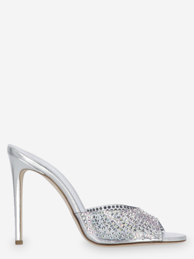 Paris Texas Crystal-embellished High-heel Mules In Silver